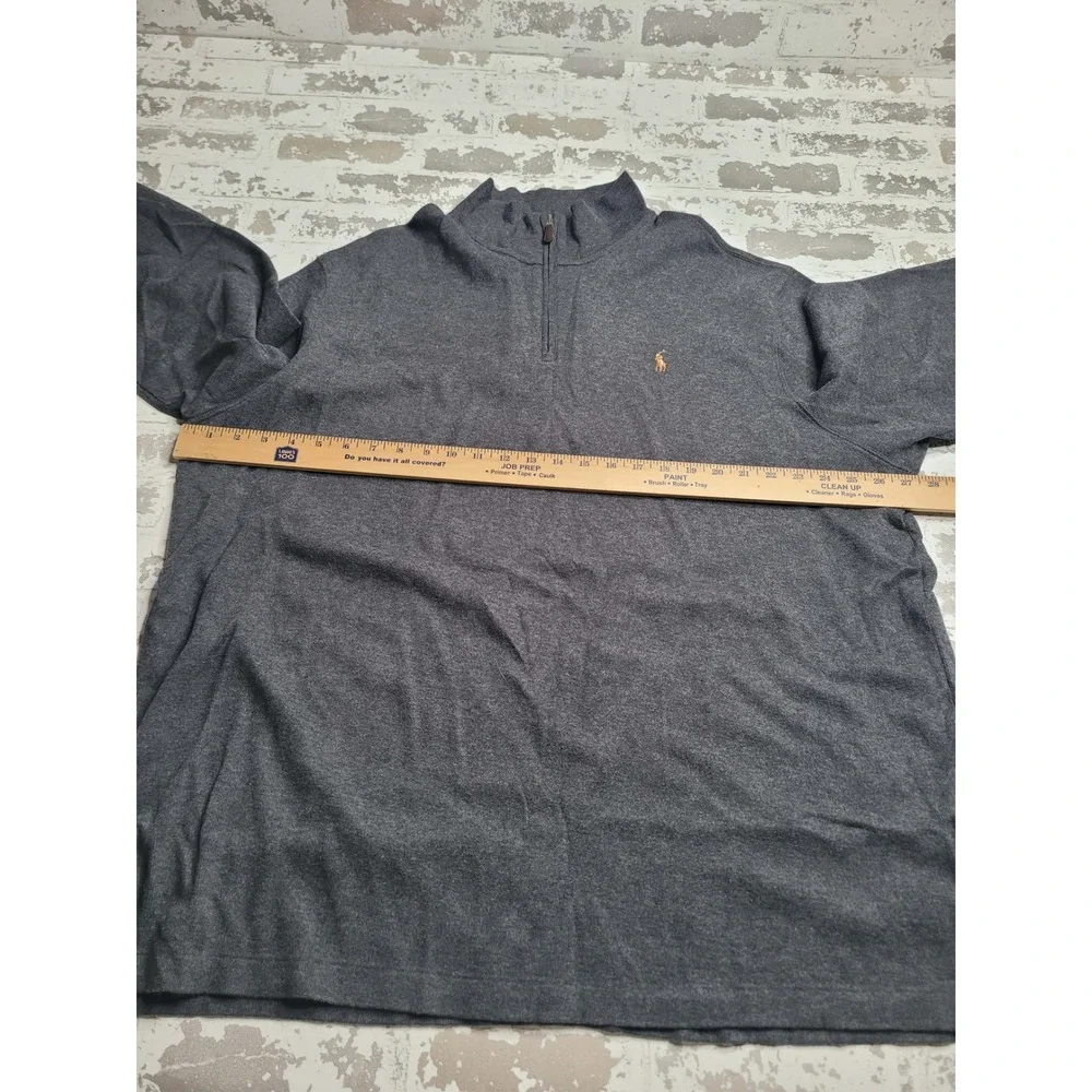 Polo Ralph Lauren Estate Rib 1/4 Zip‎ Gray Sweater Men's XXL 100% Cotton Preppy